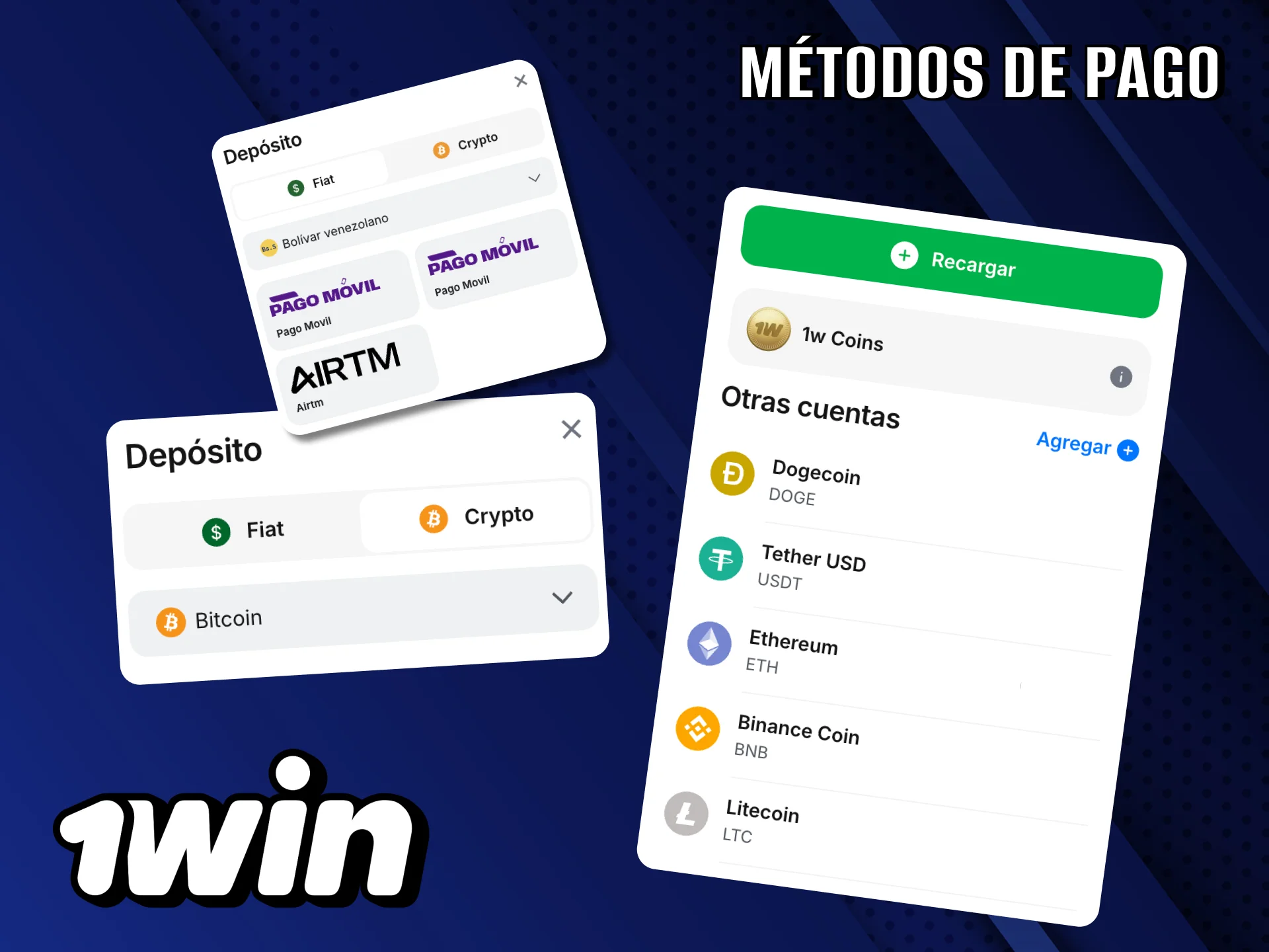 Prueba la criptomoneda para recargar tu saldo en 1Win y llévate un gran bono.