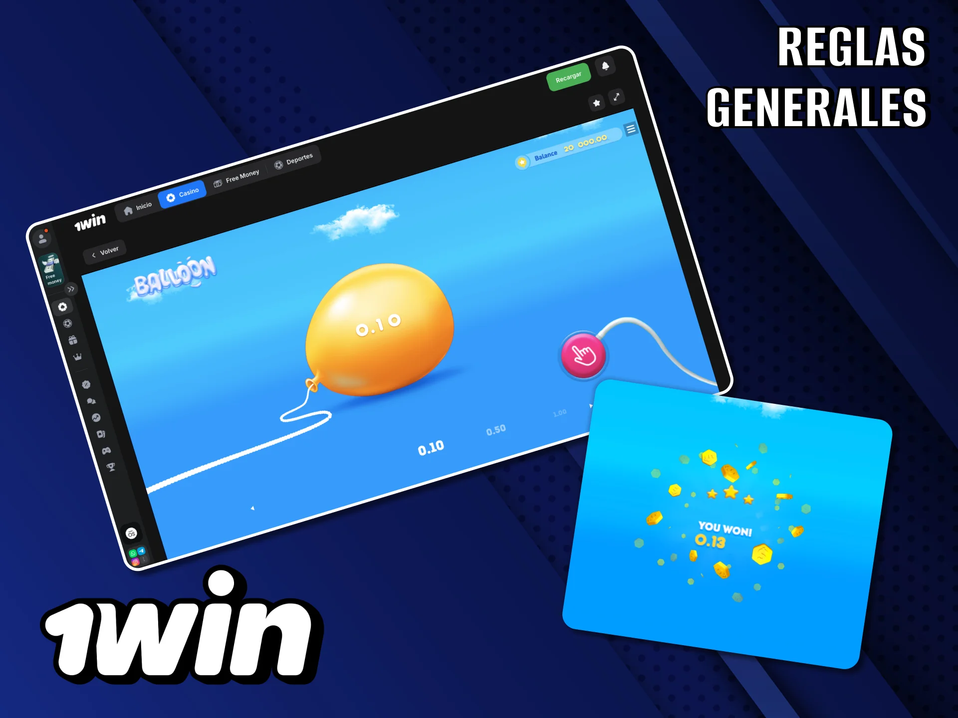 Presta atención al leer las reglas del juego Balloon en el sitio web de 1Win.