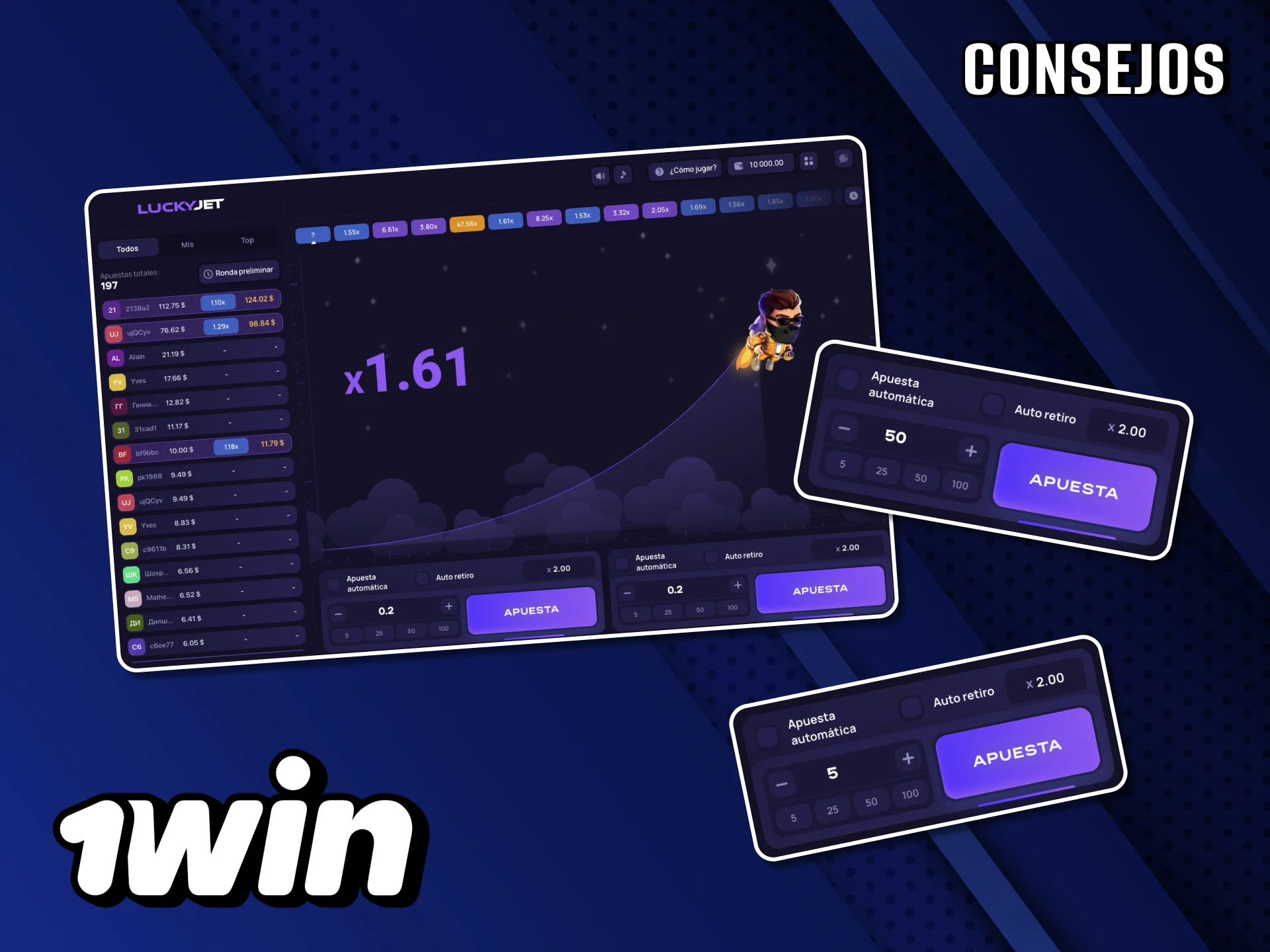 Estrategias inteligentes de Lucky Jet disponibles en 1Win.