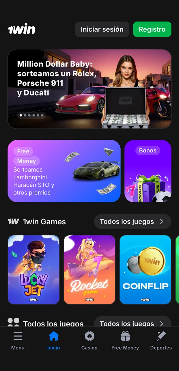 Inicie el formulario de registro en el sitio web de 1Win.