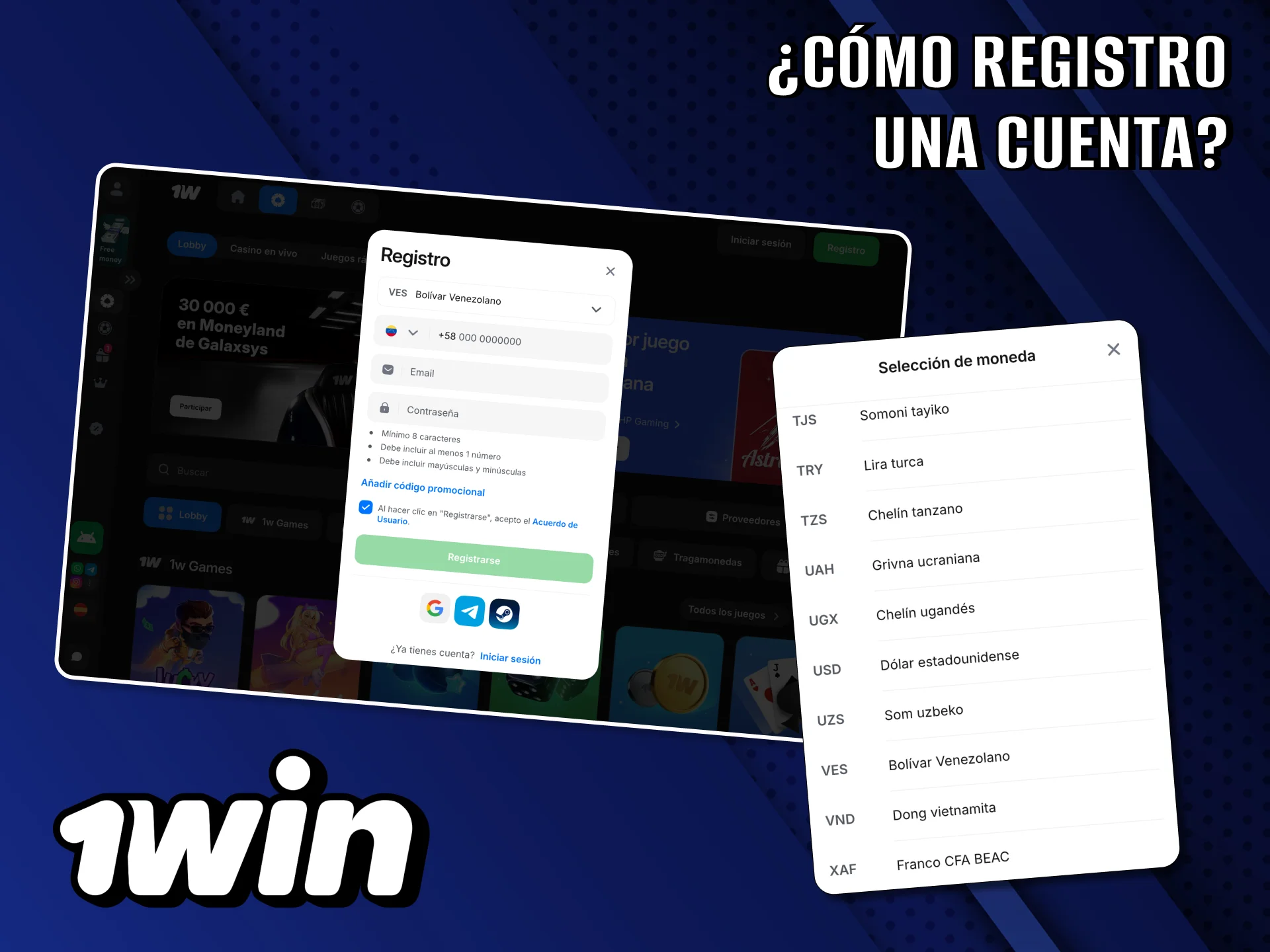 Registro instantáneo disponible en 1wWn con el método rápido.