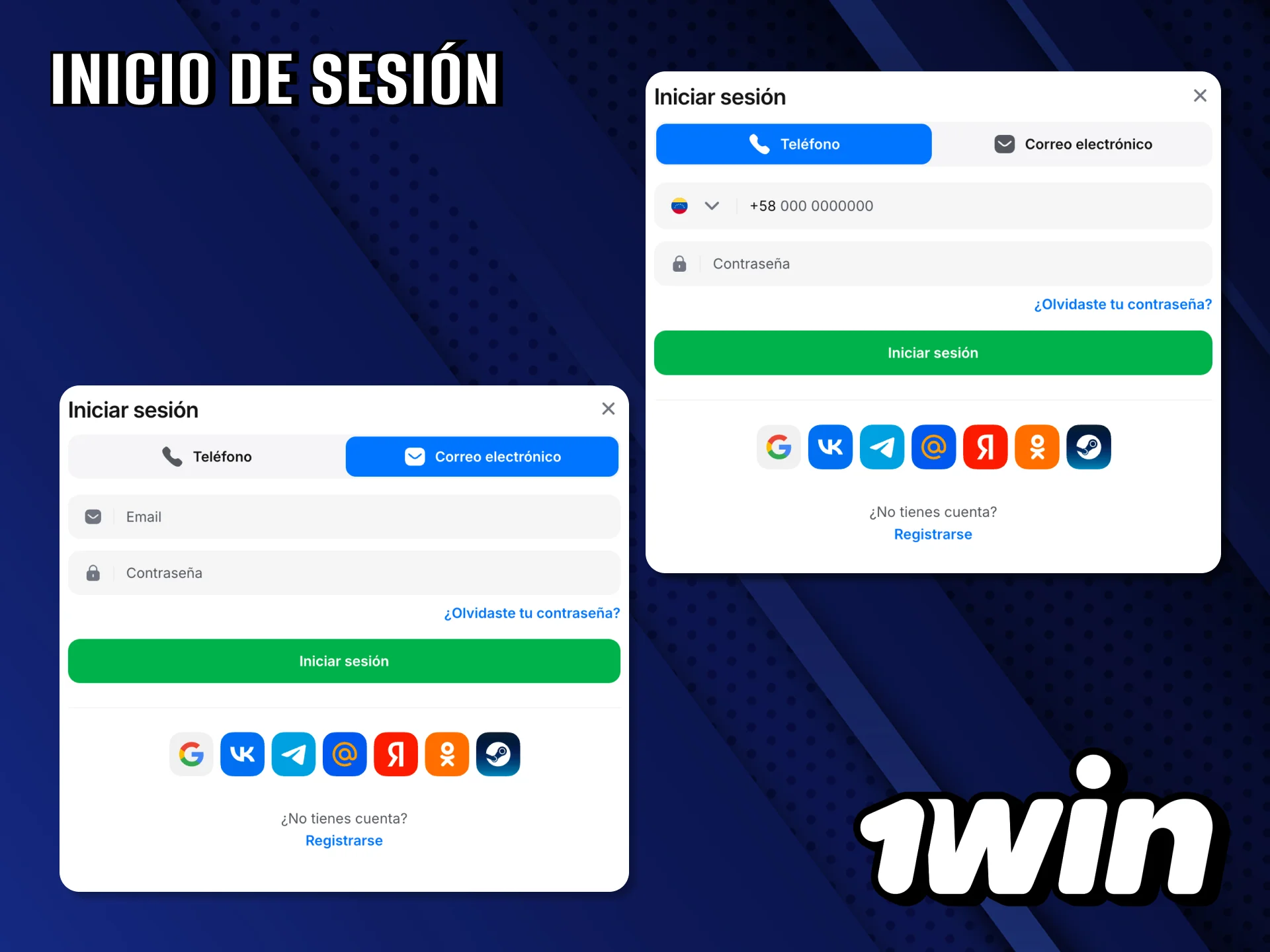 Inicio de sesión sencillo disponible en 1Win.