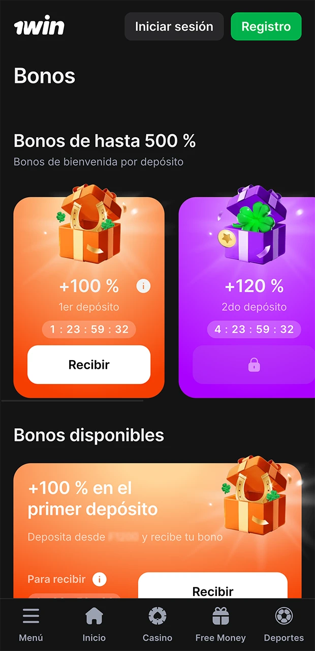 Bonificaciones y promociones en la aplicación 1Win.